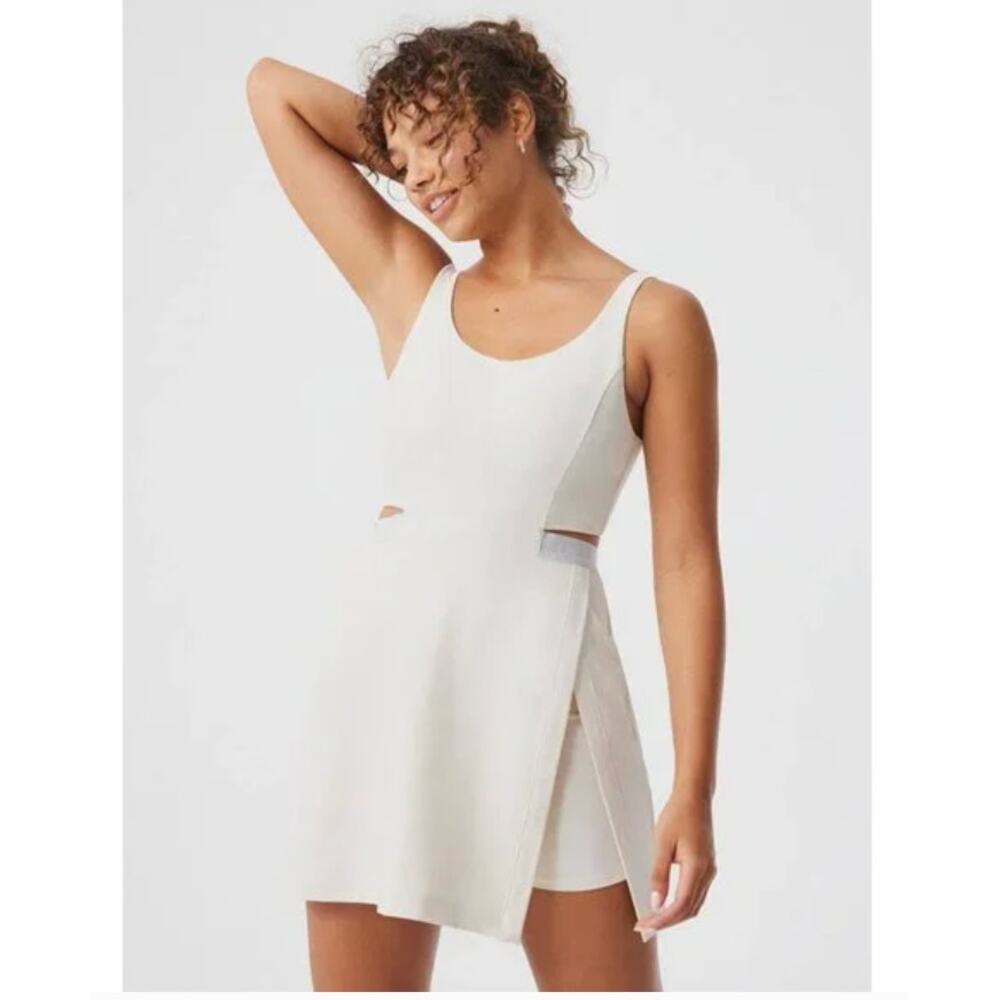 Outdoor Voices‎ Court Cutout Mini Dress Women Size L Cream EXCELLENT